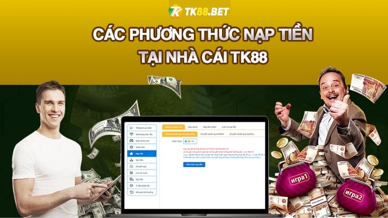 Menu các phương thức giao dịch tại nhà cái Tk88